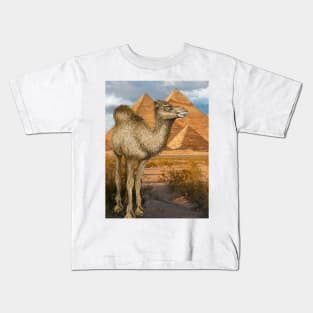 Camel at Giza Pyramids Kids T-Shirt